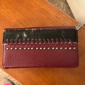 Red leather wallet -cowhide made by Trinity Ranch bought online from boot barn